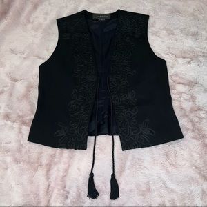Men’s TheoMiles Black Vest Embroidery US 10 for suit tux wedding formal event